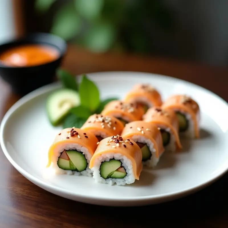 Sushi de Mangostino y Aguacate: Roll Vegano Tailandés con Salsa de Tamarindo
