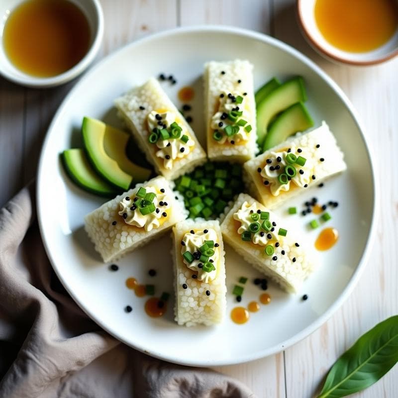 Sushi de Pepino y Queso Philadelphia con Vinagreta de Sésamo y Miel: Receta Fusion Vegana