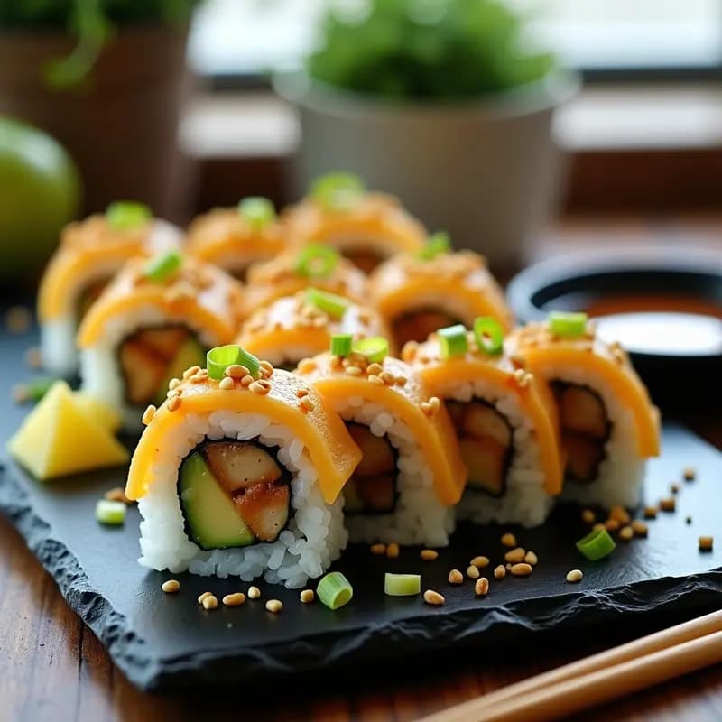 Sushi de Piña y Pollo Teriyaki: Receta Japonesa Fusión Dulce-Salada en 25 Minutos