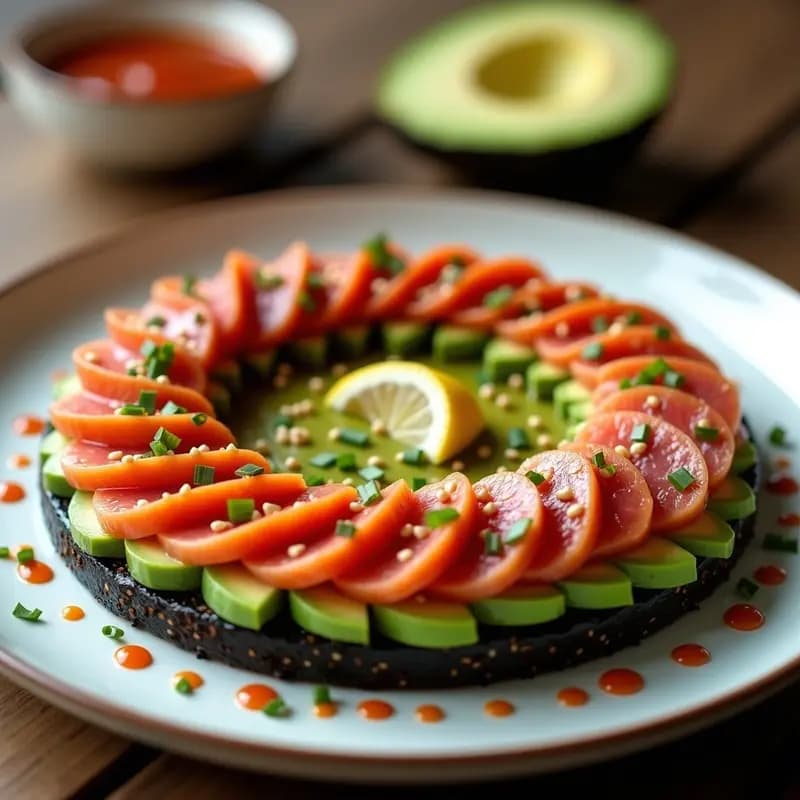 Sushi Pizza de Aguacate y Atún Picante: Receta Japonesa-Canadiense para Impresionar en 15 Minutos