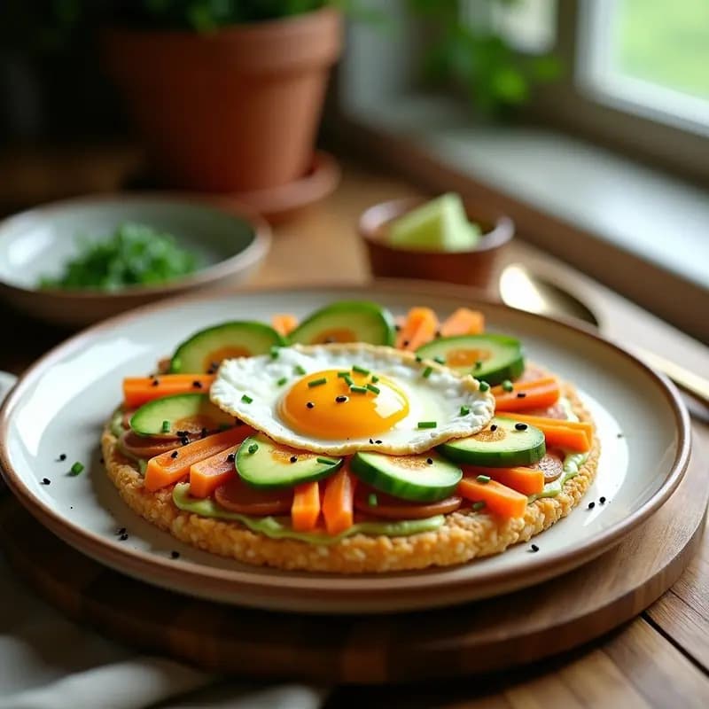 Sushi Pizza Japonesa con Base de Arroz Crispi y Aguacate: Receta Fusion en 20 Minutos