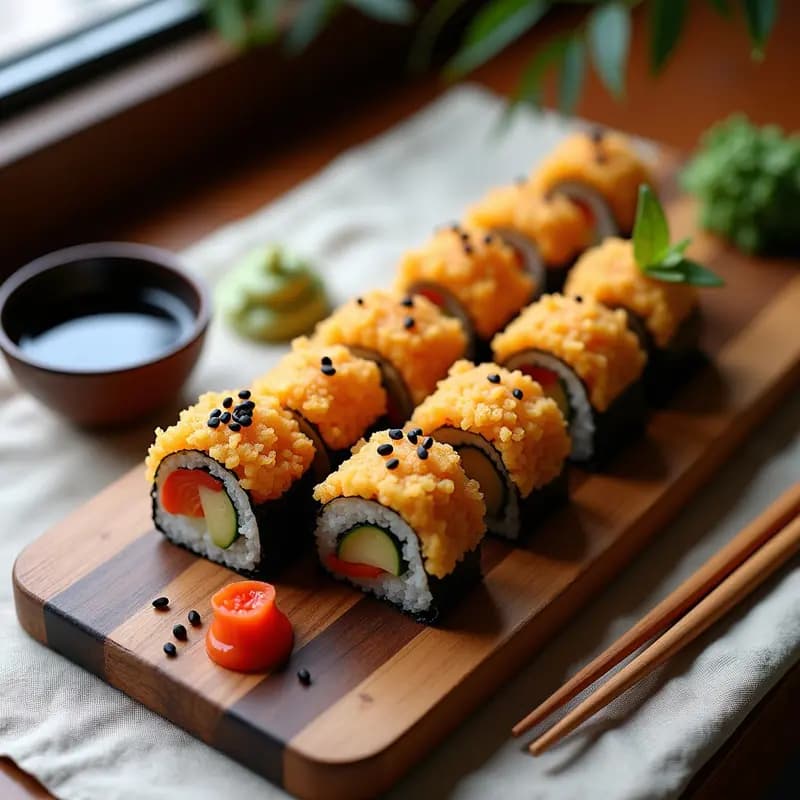 Sushi de Plátano Macho y Tempura de Verduras: Receta Japonesa Fusion sin Pescado