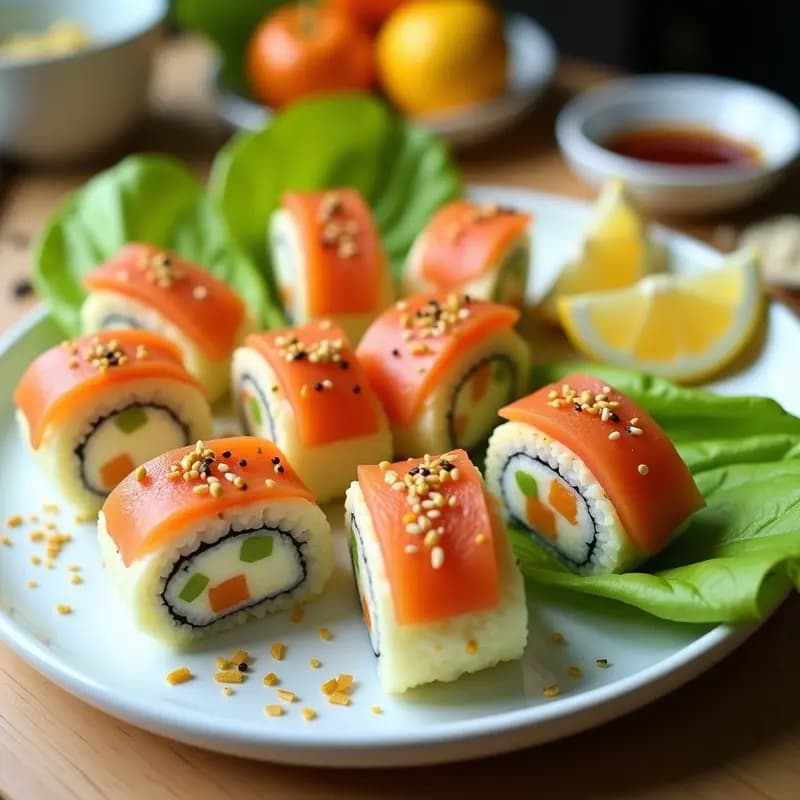 Sushi de Queso Crema y Salmón Ahumado con Cítricos: Receta Vegana Fahrer en 15 Minutos