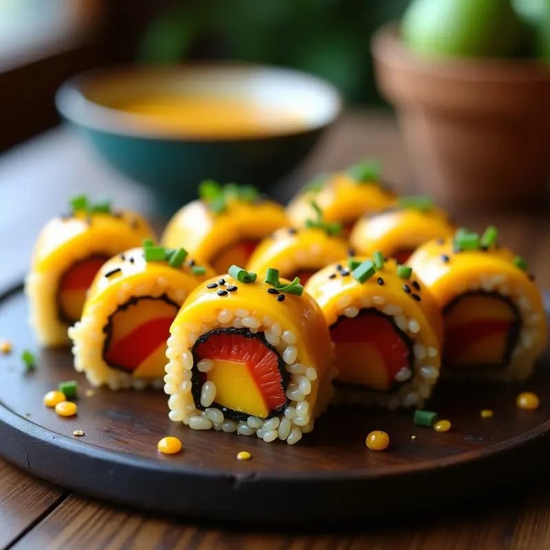 Sushi de Quinoa y Mango con Salsa de Maracuyá: Receta Vegana Brasileña Sin Gluten