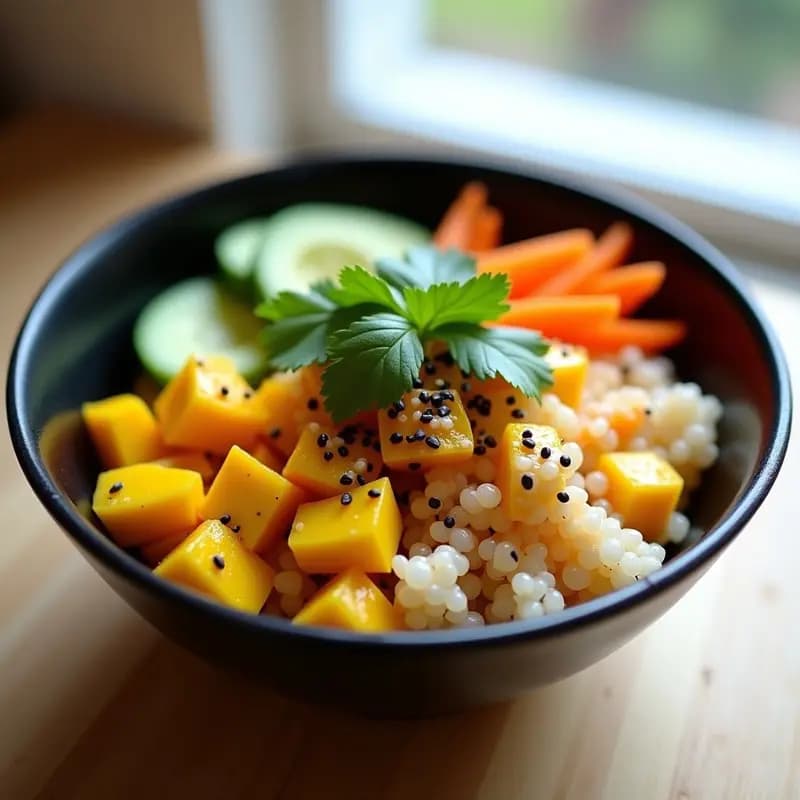 Sushi de Quinoa y Mango con Vinagreta de Tamarindo: Receta Japonesa Vegana y Sin Gluten