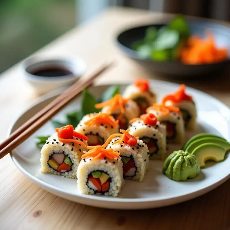 Sushi de Quinoa y Pimiento Asado: Receta Japonesa Vegana con Toque Ahumado