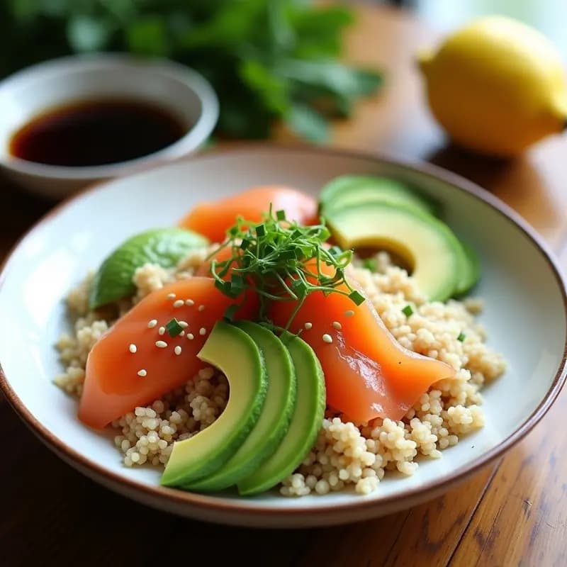 Sushi de Quinoa y Salmón Ahumado: Receta Japonesa Sin Arroz con Vinagreta de Limón