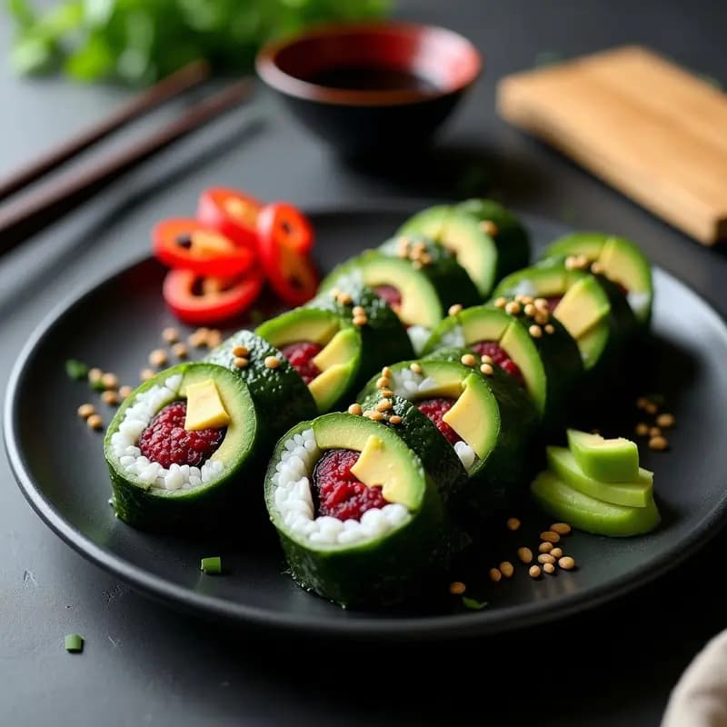 Sushi de Remolacha y Aguacate: Roll Vegano Sin Arroz para Dietas Keto