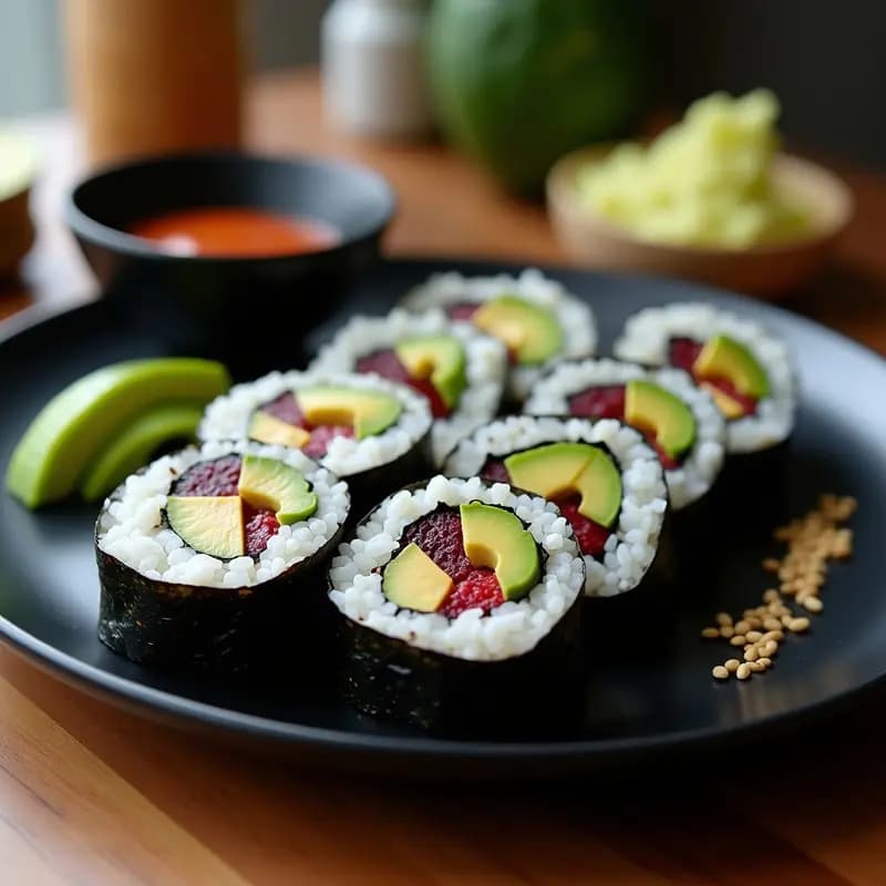 Sushi de Remolacha y Aguacate: Receta vegana en rollo uramaki con salsa de sésamo