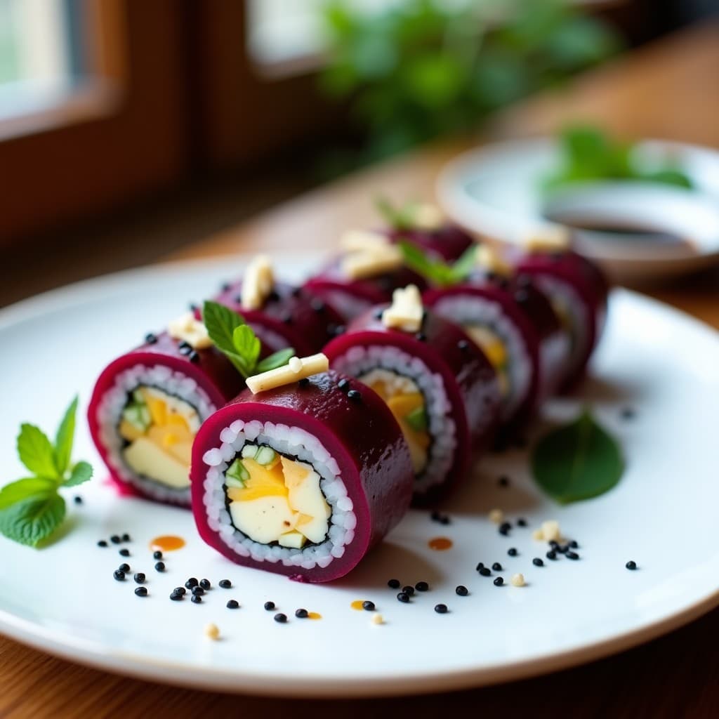 Sushi de Remolacha Morada y Queso de Almendras: Receta Vegana Sin Arroz en Thermomix