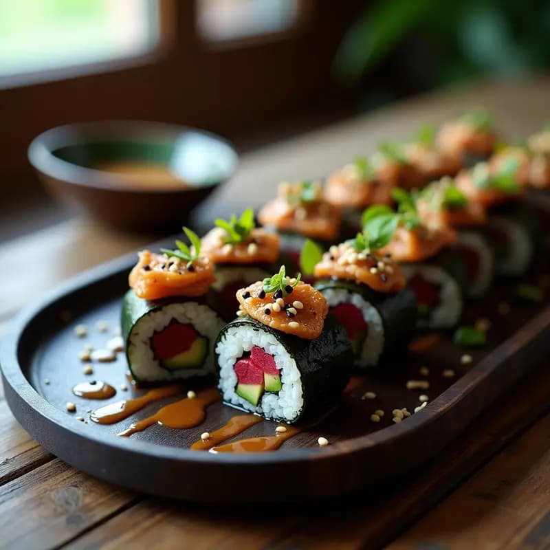 Sushi de Remolacha y Champiñones Portobello: Receta Vegana Sin Arroz con Vinagreta de Sésamo
