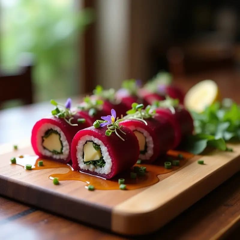 Sushi de Remolacha y Queso de Cabra: Receta Vegana Sin Pescado con Toque Francés