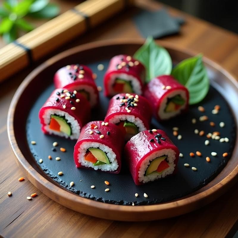 Sushi de Remolacha y Queso de Cajú: Receta Vegana Sin Gluten con Toque Japonés