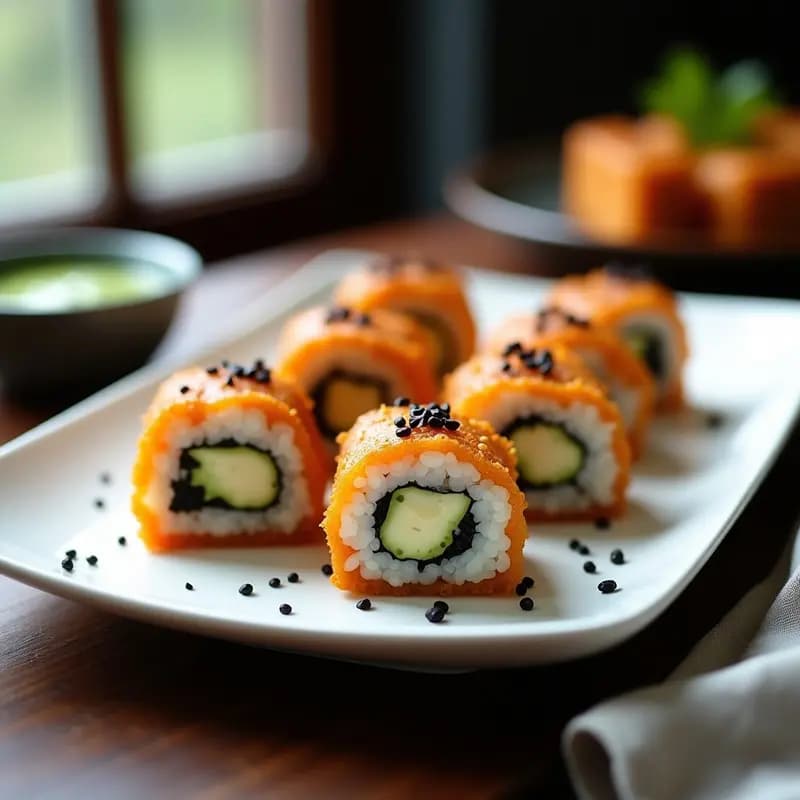 Sushi de Remolacha y Queso Crema con Salsa de Wasabi: Receta Vegana Japonesa en Airfryer