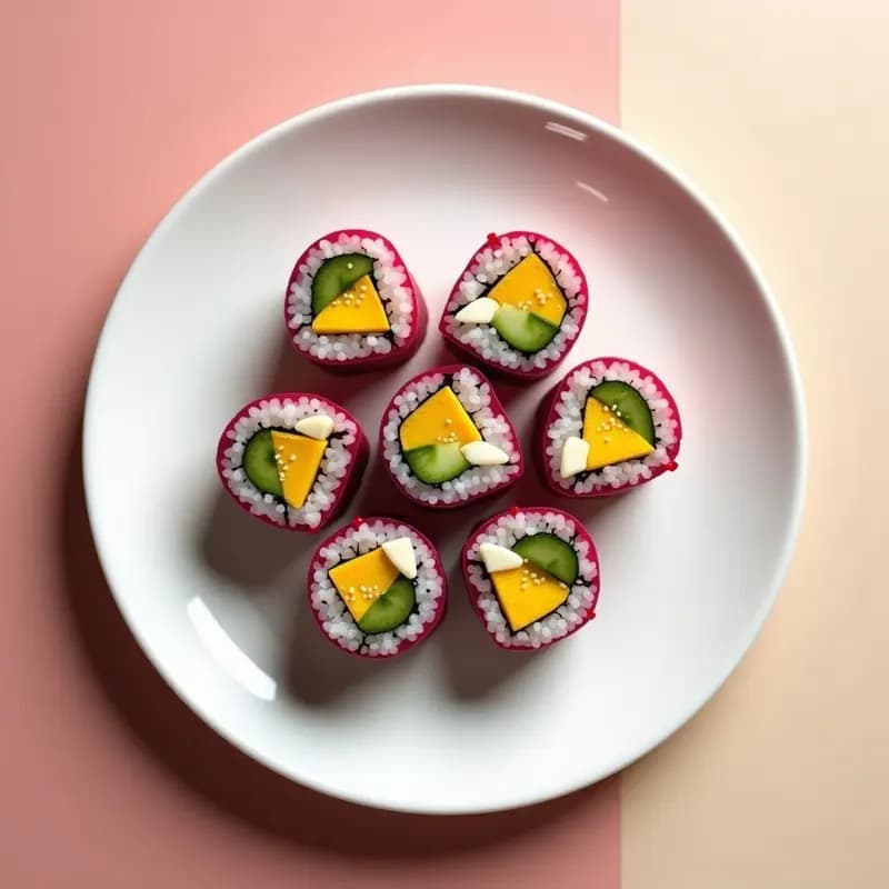 Sushi de Remolacha y Queso de Cúrcuma: Roll Vegano que Engaña a la Vista en 15 Minutos