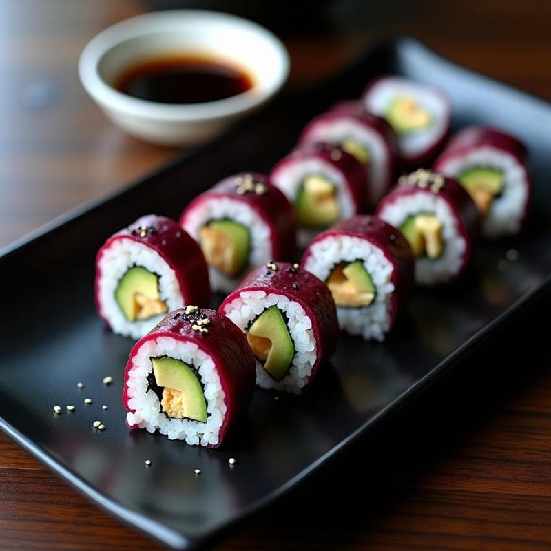 Sushi de Remolacha y Queso Vegano: Receta Japonesa Sin Pescado y Sin Gluten