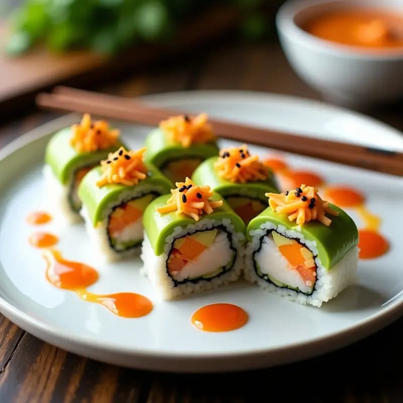 Sushi Roll de Aguacate y Cangrejo Imitación con Salsa Detective: Receta Fusion en 20 Minutos
