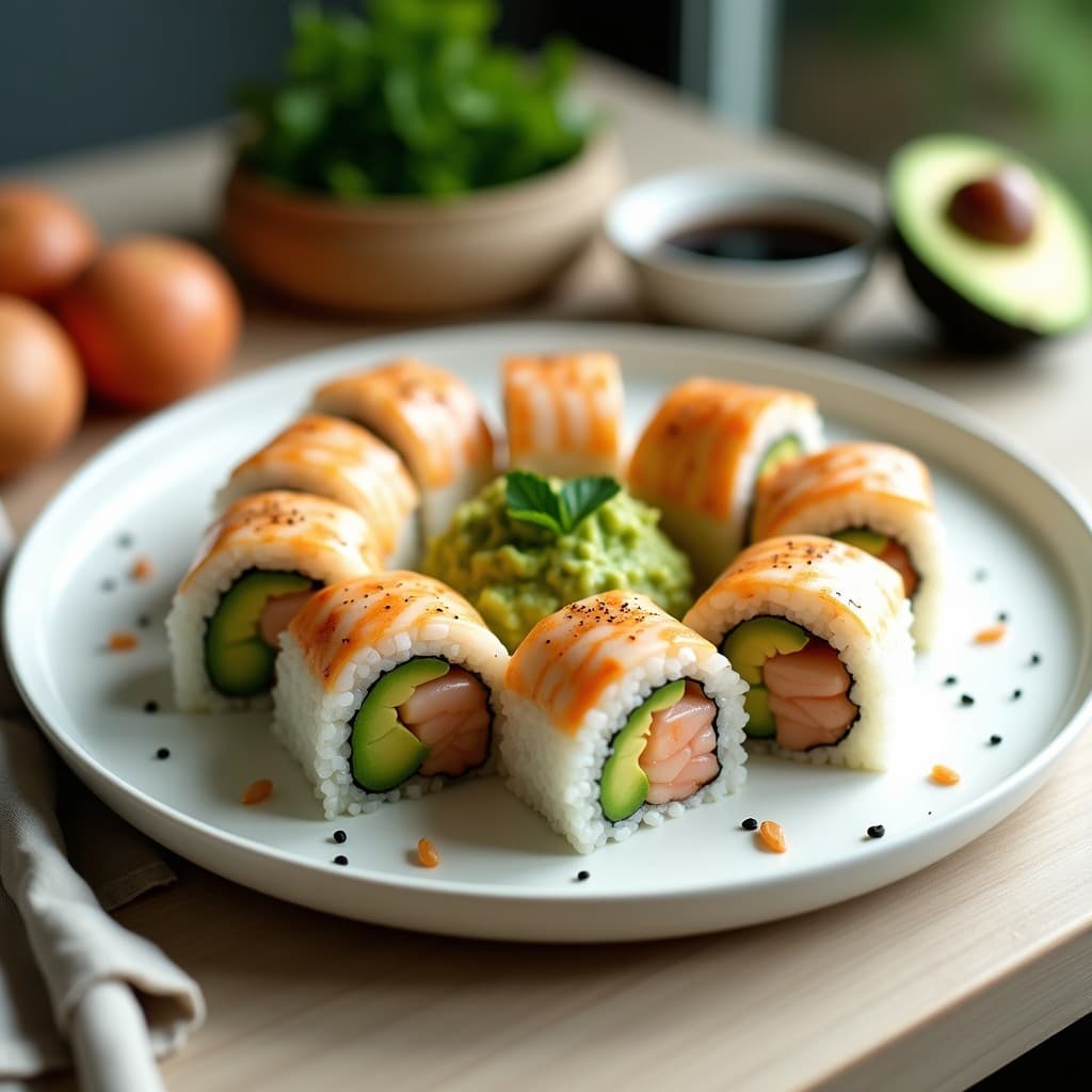 Sushi Roll de Aguacate y Langostinos al Ajillo: Receta Japonesa Fusion en Olla Express