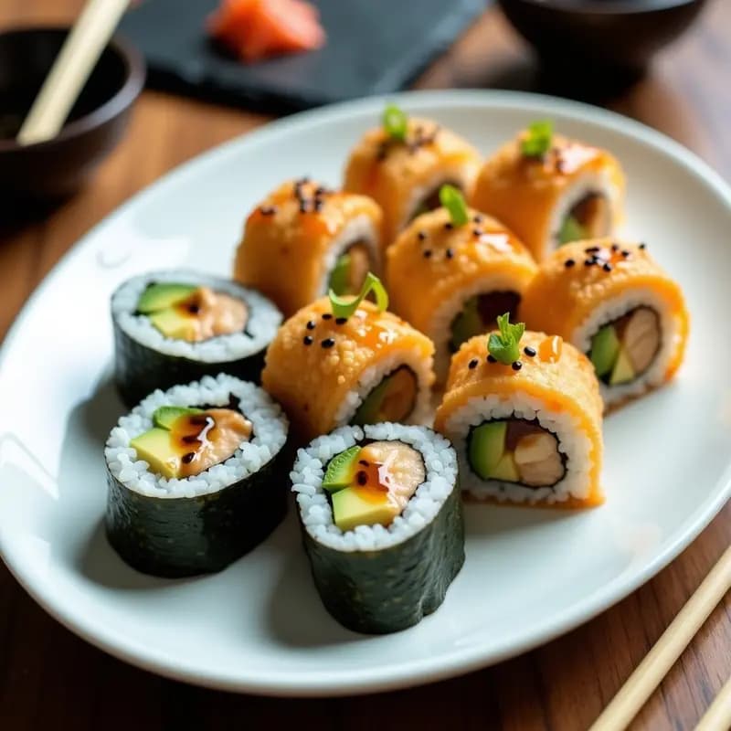 Sushi Roll de Langostino Tempura y Aguacate: Receta Japonesa Crujiente y Cremosa
