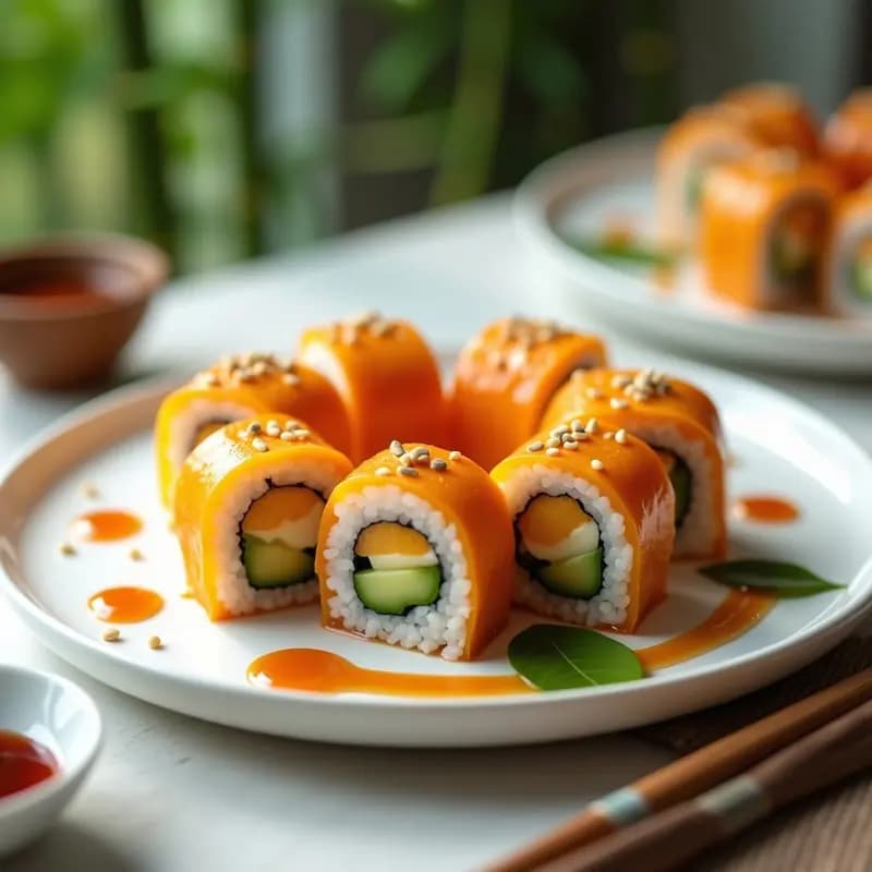 Sushi Roll de Queso Philadelphia y Higuerilla con Baño de Salsa Teriyaki: Receta Fusion Nipo-Colombiana