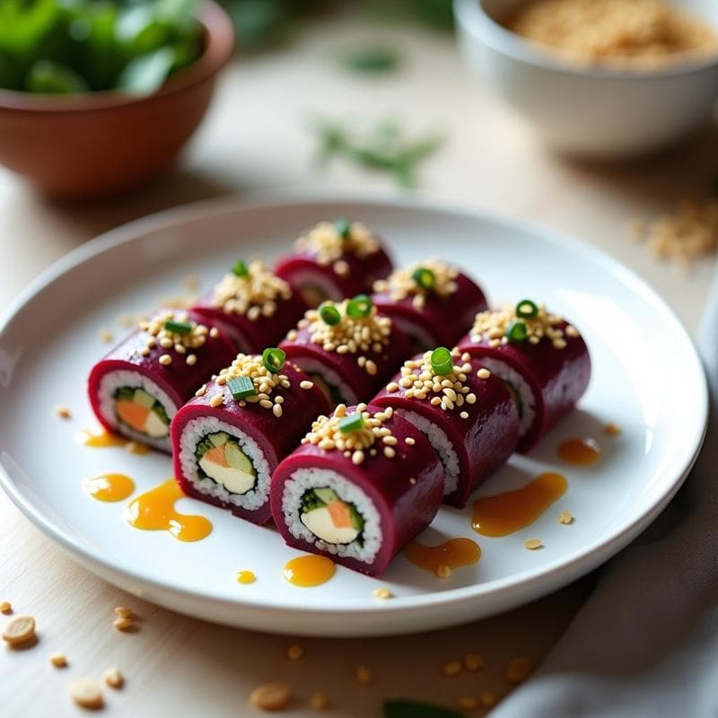Sushi Roll de Remolacha y Queso de Anacardo: Receta Vegana Sin Algas en 15 Minutos