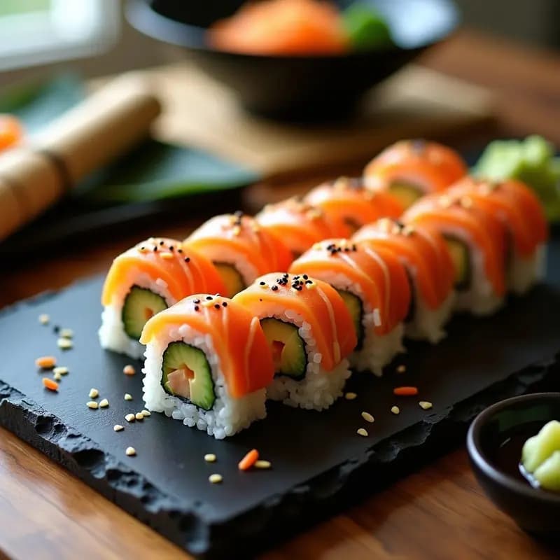 Sushi Roll de Salmón Ahumado y Aguacate: Receta Japonesa en Casa Sin Complicaciones