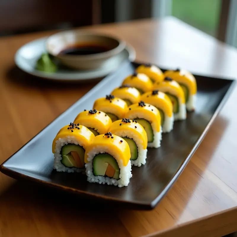 Sushi Roll Vegano con Aguacate Mango y Pepino: Receta Japonés Fresca y Sin Gluten