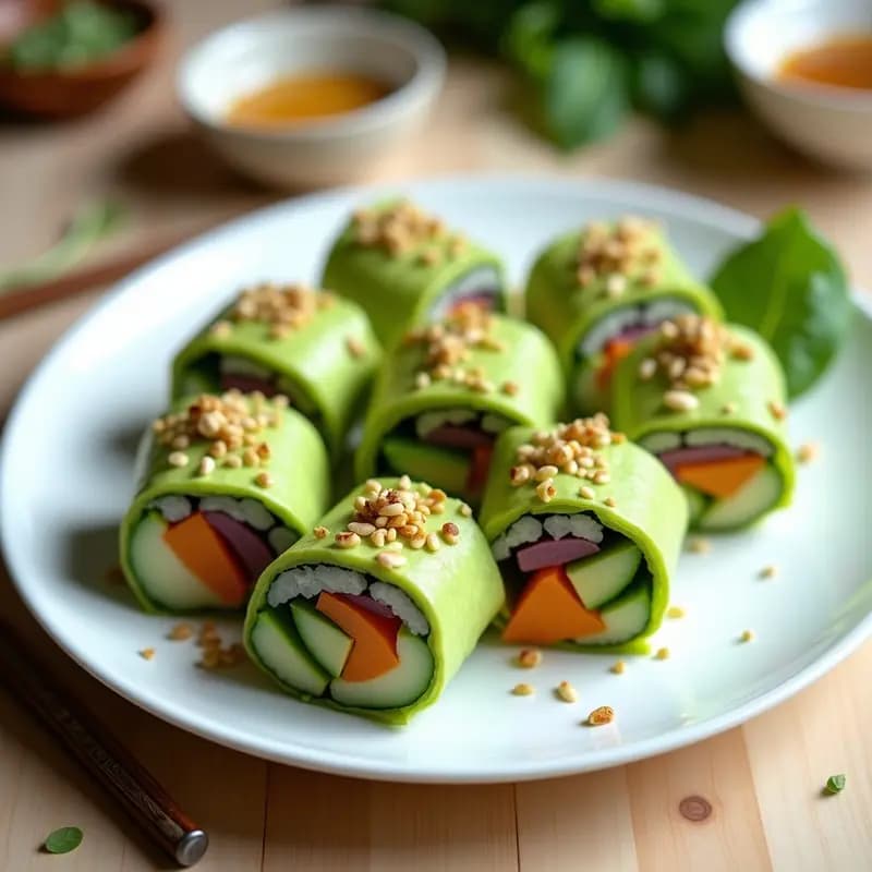 Sushi Rolls de Aguacate y Pepino con Vinagreta de Sésamo: Receta Japan Vegana