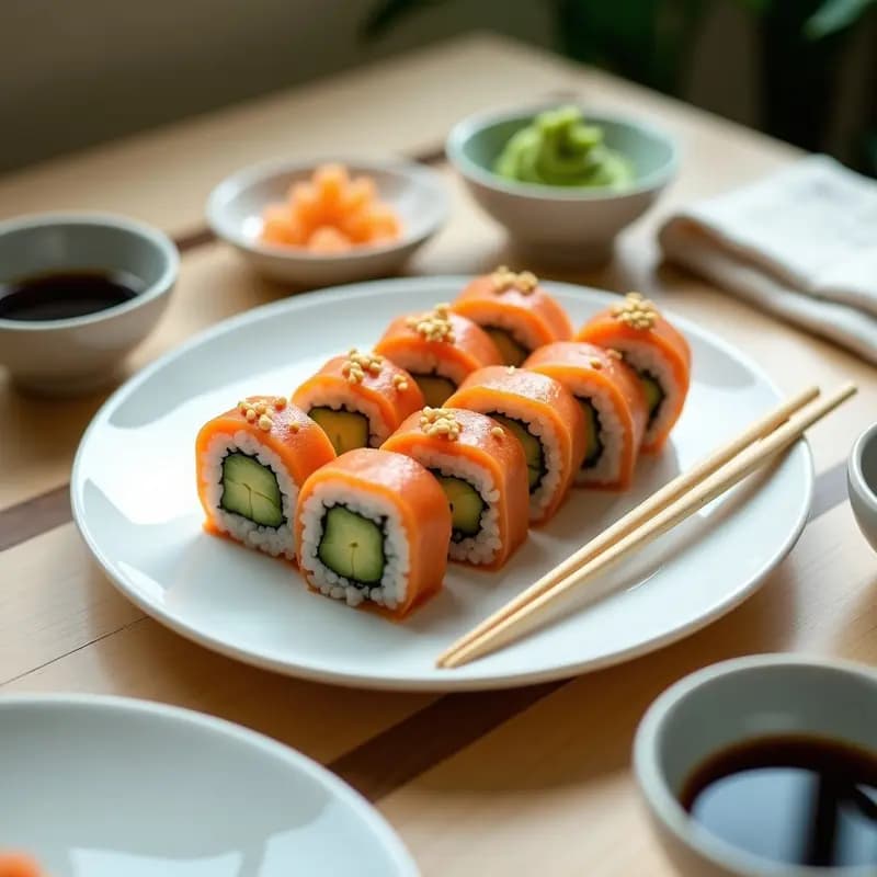 Sushi Rolls de Aguacate y Salmón Ahumado: Receta Japonesa Fácil para Principiantes