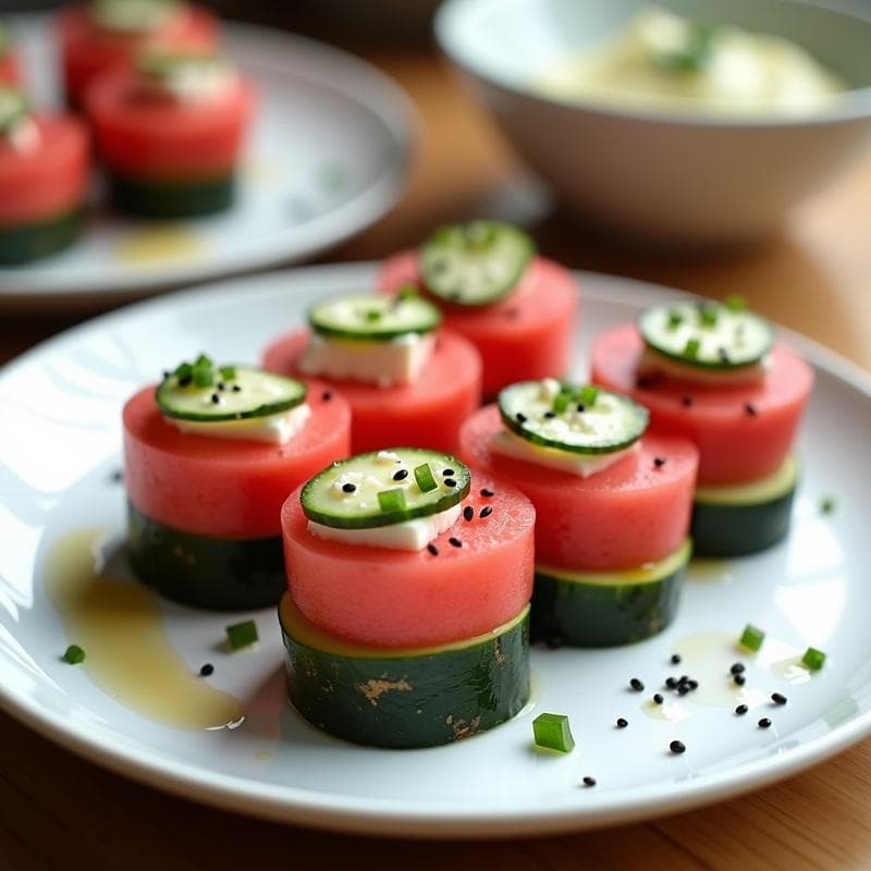 Sushi de Sandía y Queso Feta: Entrante Veraniego Sin Arroz y Sin Cocción
