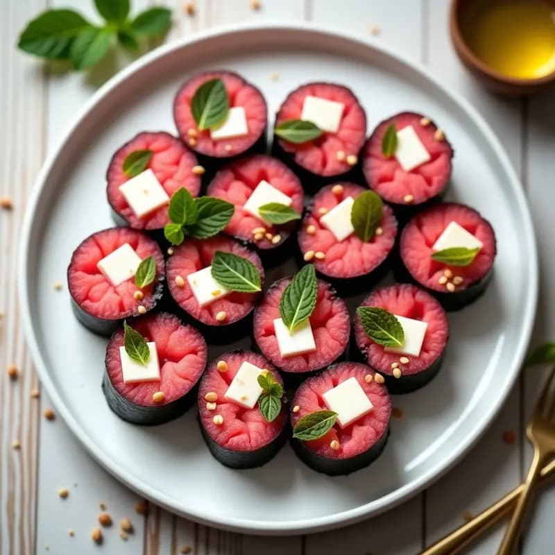 Sushi de Sandía y Queso Feta: Rollitos Veraniegos Sin Arroz con Toque Salado