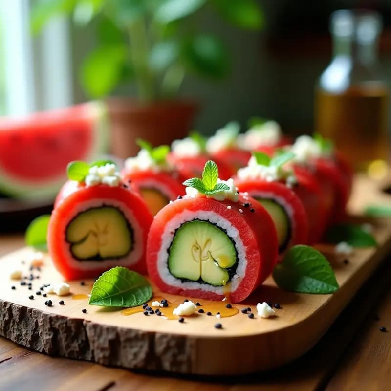 Sushi de Sandía y Queso Feta: Receta Veraniega Sin Cooking que Desafía los Sentidos
