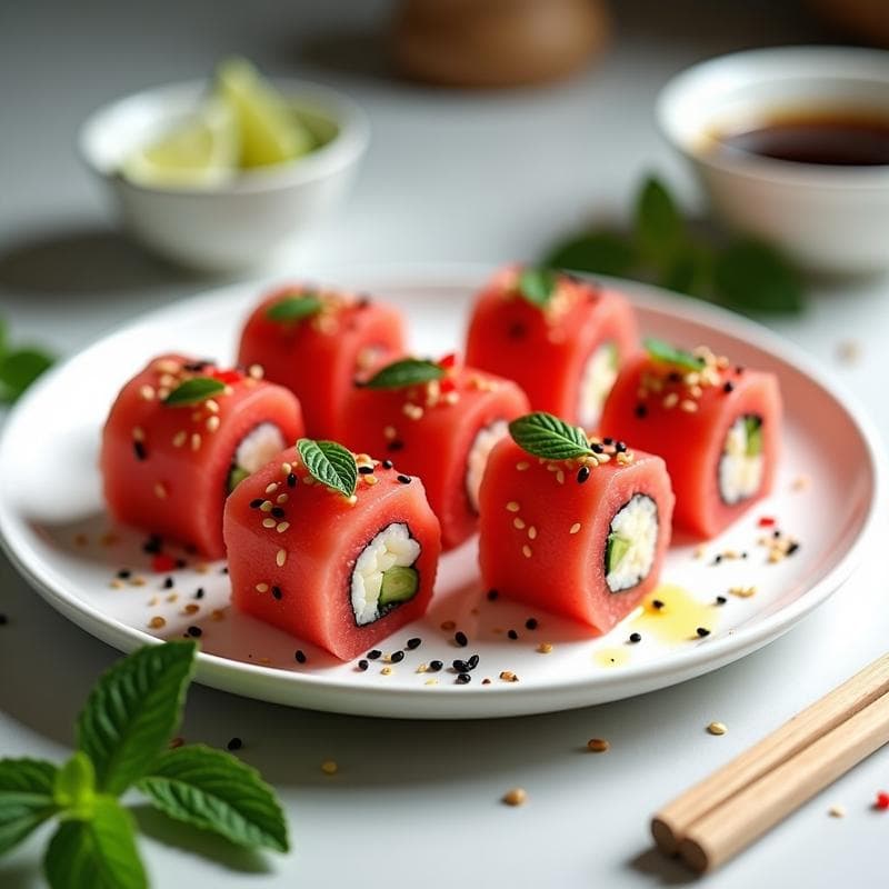 Sushi de Sandía y Queso Vegano: Receta Fresca y Sin Arroz para Verano