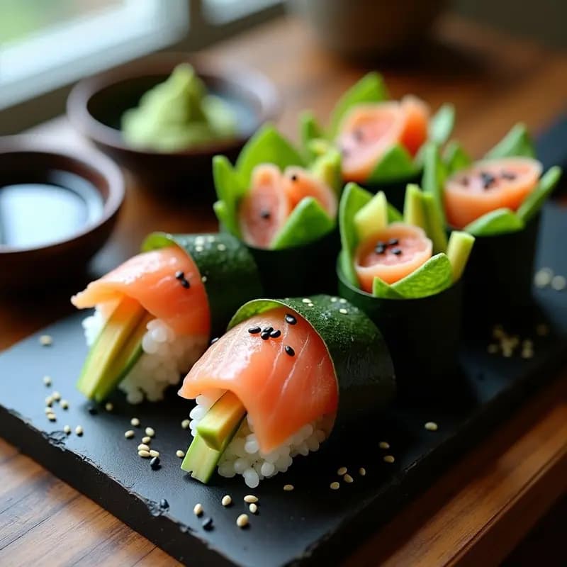 Sushi de Temaki con Aguacate y Salmón Ahumado: Receta Japonesa Casera y Fresca