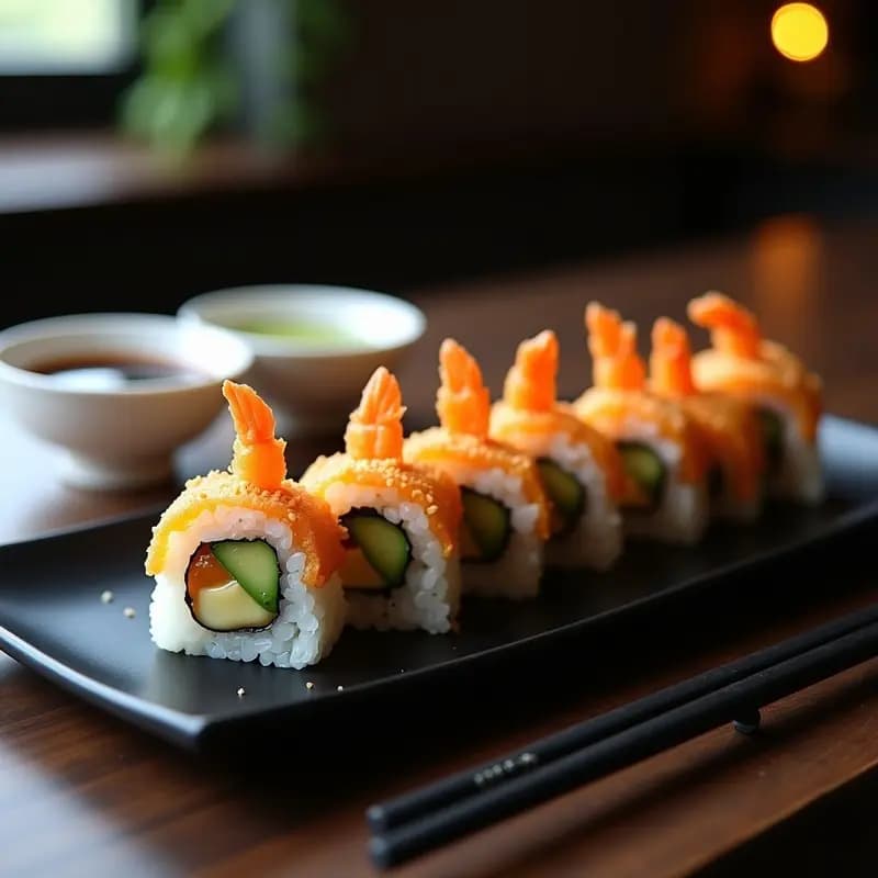 Sushi de Tempura de Camarones: Roll Japonés Crujiente y Gourmet