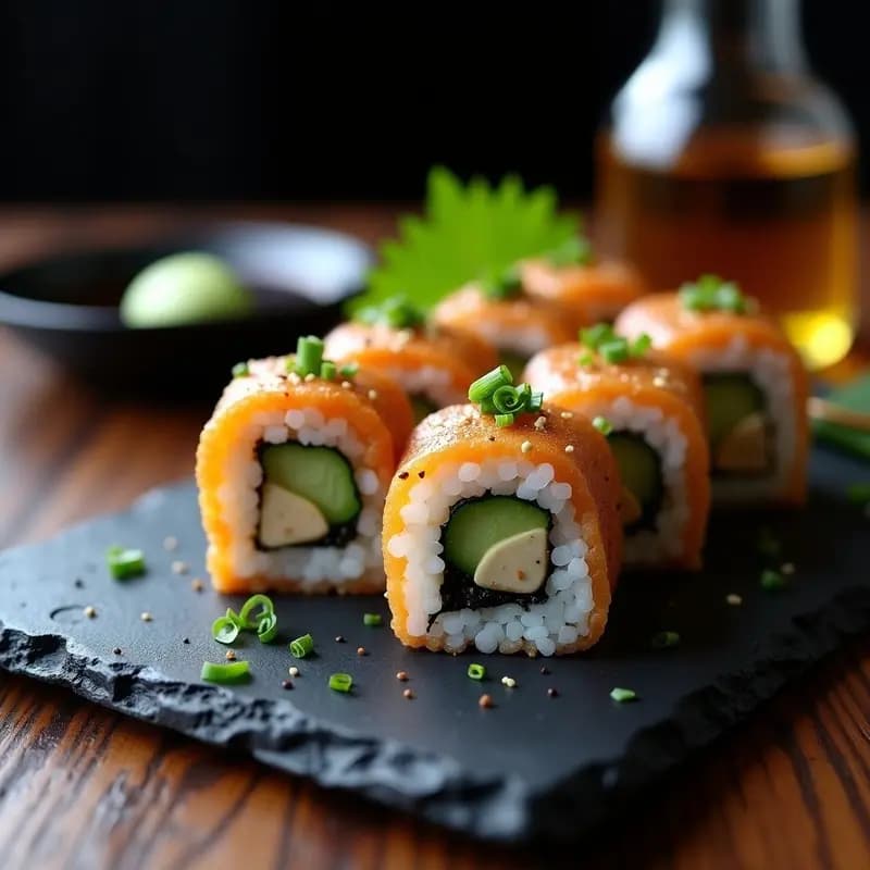 Sushi de Trufa Negra y Foie Gras: Rollos Japoneses de Autor con Vinagre de Arroz Trufado