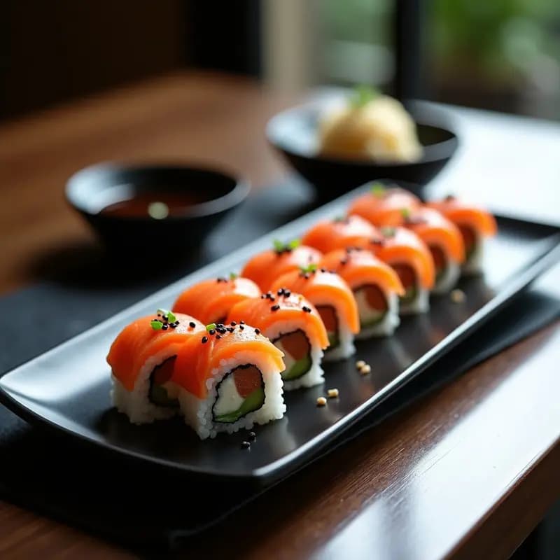 Sushi de Trufa Negra y Salmón Salvaje: Receta Japonesa de Lujo con Arroz de Vinagre Casero