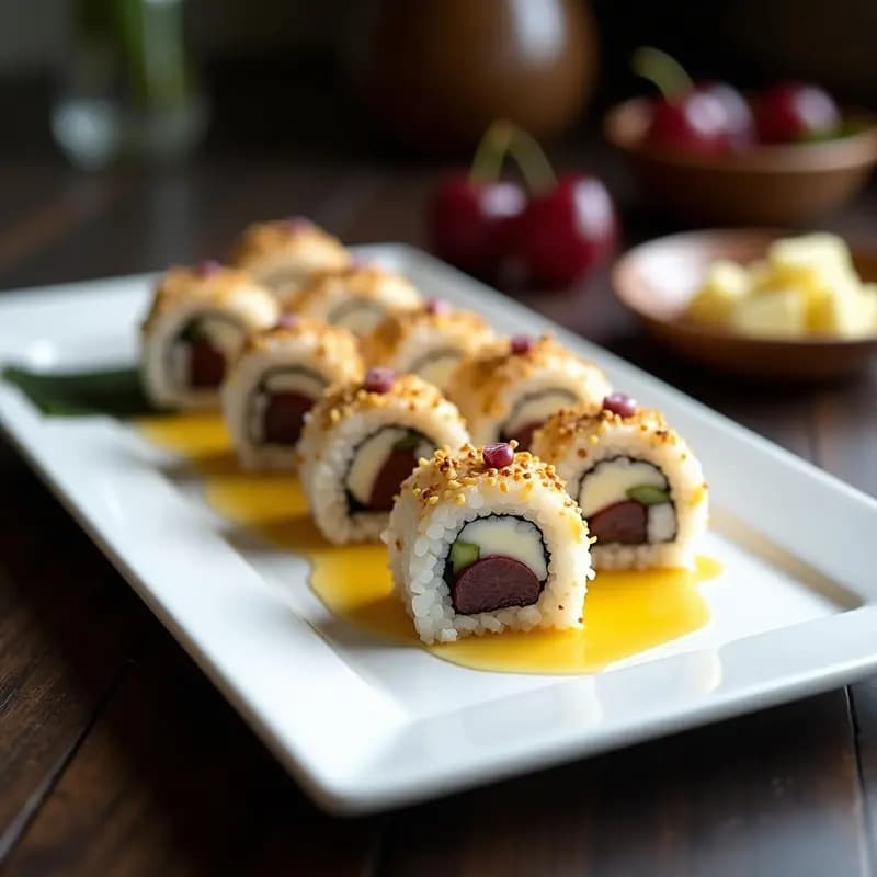Sushi de Uva y Queso Brie: Receta Japonesa Innovadora para Aperitivos Gourmet