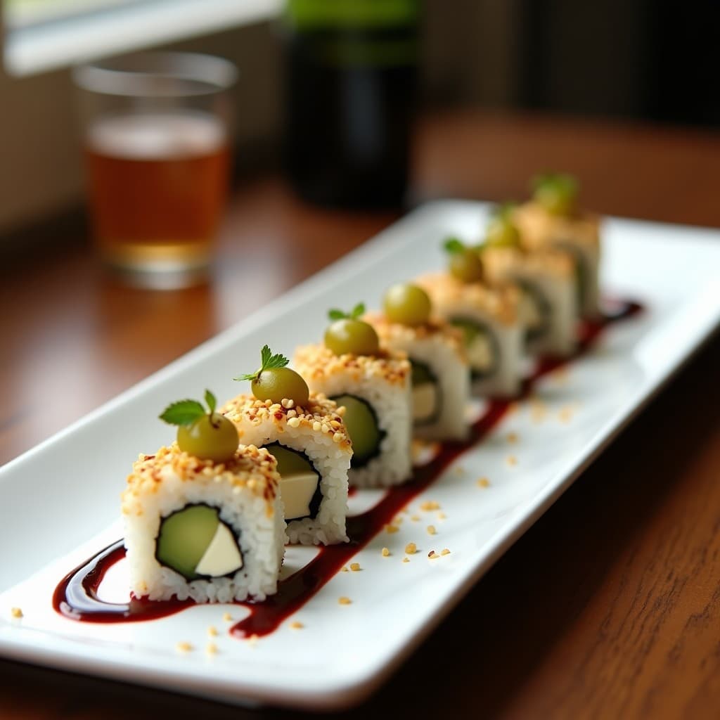 Sushi de Uva y Queso Brie con Reducción de Oporto: Aperitivo Francés Viral