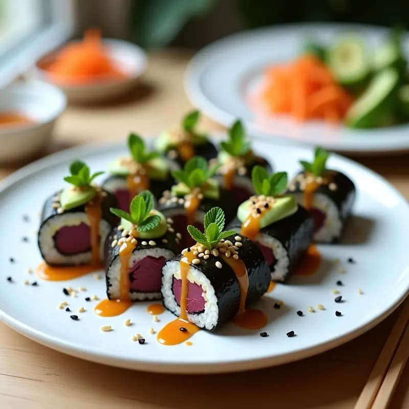 Sushi de Remolacha y Queso de Anacardos: Receta Vegana con Aderezo de Wasabi y Sésamo