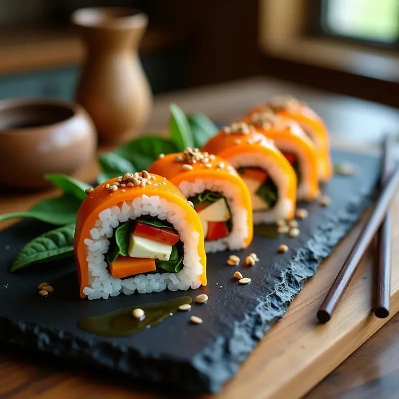 Sushi de Zapallo Italiano y Queso Mascarpone: Receta Fusion Sin Arroz en 15 Minutos