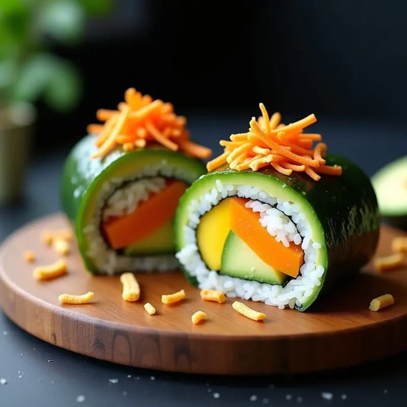 Sushirrito de Mango y Aguacate con Crujiente de Wasabi: Rollito Gigante Japonés para Comer con las Manos
