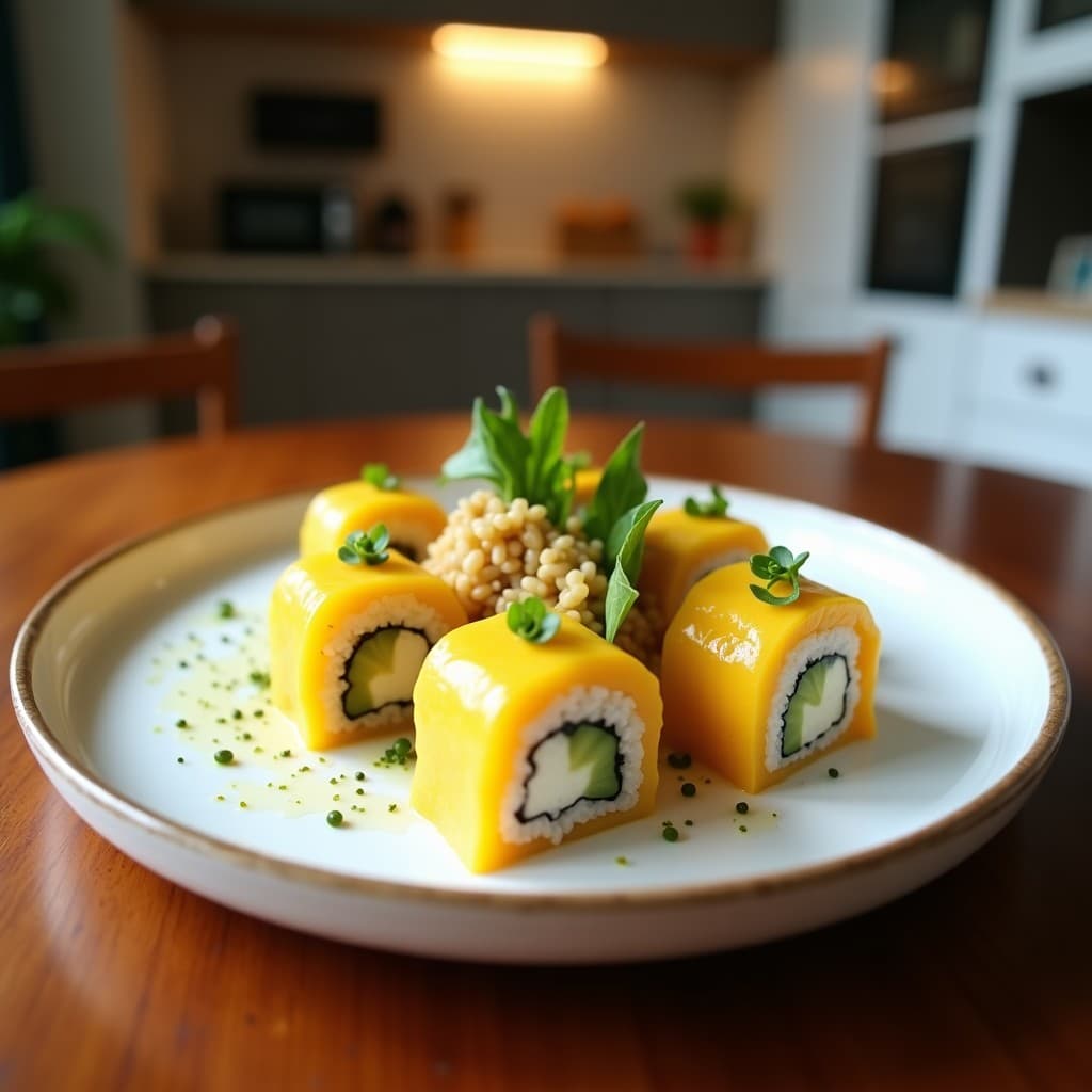 Sushis de Mango y Aguacate con Arroz de Coliflor: Receta Vegana y Crudivegana en 15 Minutos