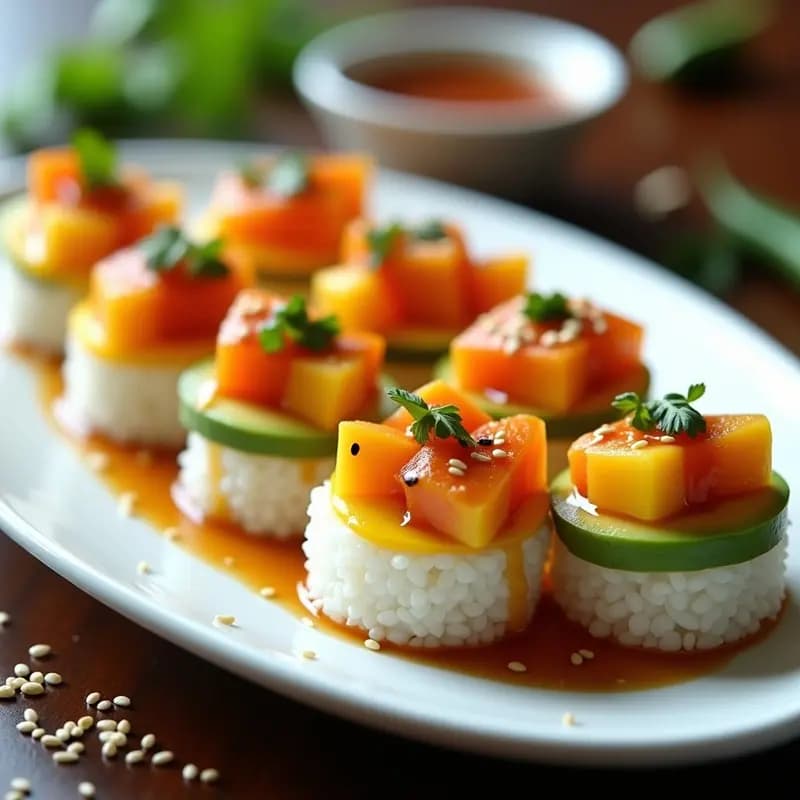 Sushitos de Mango y Salmón con Salsa Teriyaki: Receta Fusión Mexicano-Japonesa en 20 Minutos