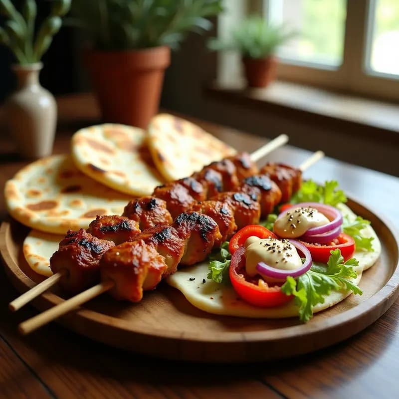 Suvlaki de Cerdo con Pitas de Garbanzo: Receta Griega Keto en Airfryer