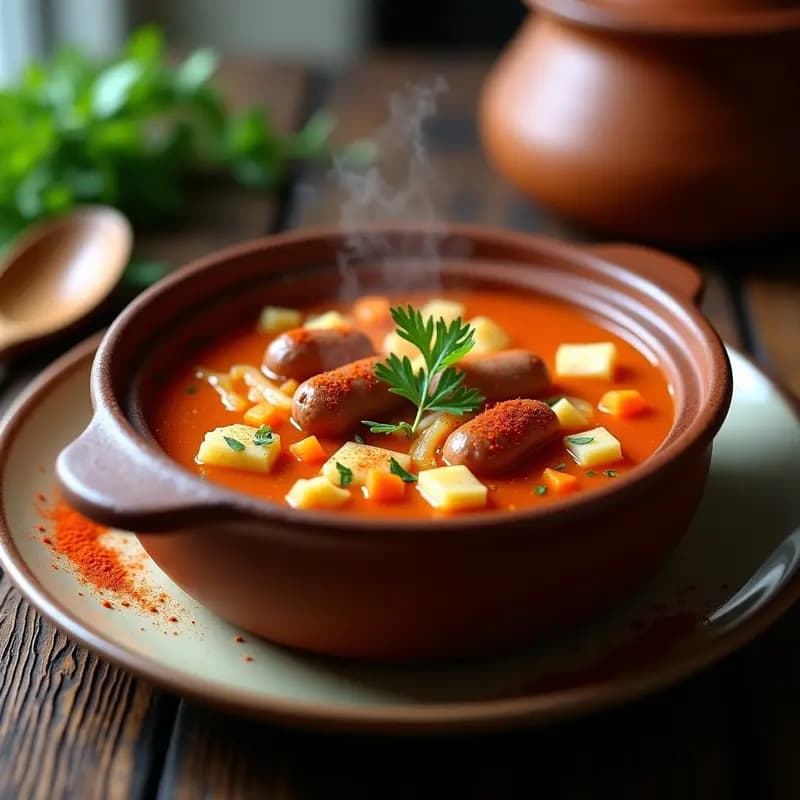 T savaşerten: sopa húngara de col y salchicha ahumada con pimentón en 25 minutos