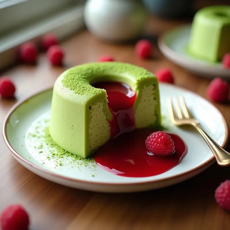 T sponge Cake de Matcha y Frambuesas: Postre Japonés Esponjoso Sin Gluten