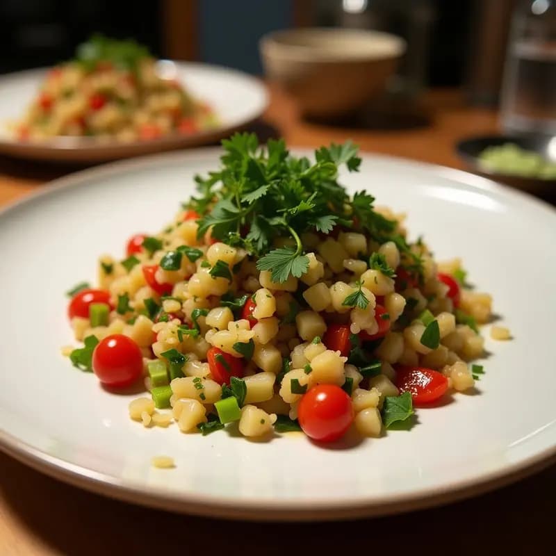 Tabbouleh Libanés con Bulghur y Hierbas Frescas: Ensalada Refrescante y Saludable