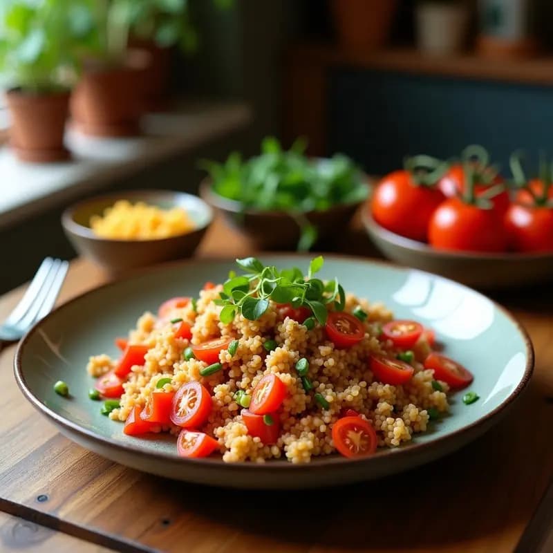Tabbouleh Libanés con Bulghur y Tomates Secos: Ensalada Fresca y Sin Cocción