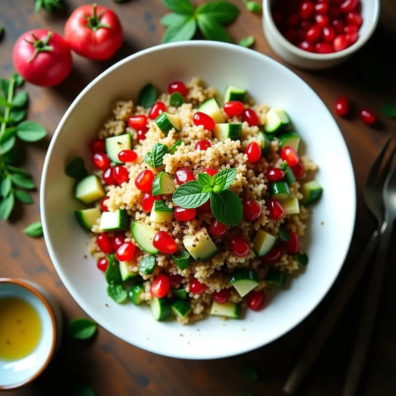 Tabbouleh de Bulgur Integral con Granada: Ensalada Libanesa Alta en Fibra
